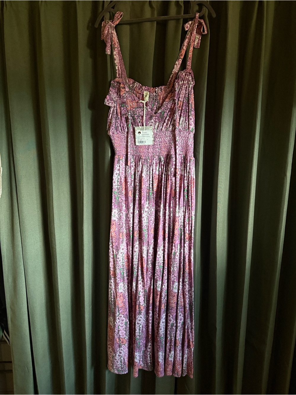 Kate Quinn Bamboo Orchid Hollyhock Pink Floral “Winnie” Maxi Dress